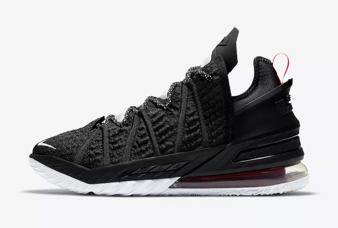 Nike LeBron 18 Chuo Kikuu cha Black Nyekundu Nyeupe CQ9283-001 Tarehe ya Kutolewa