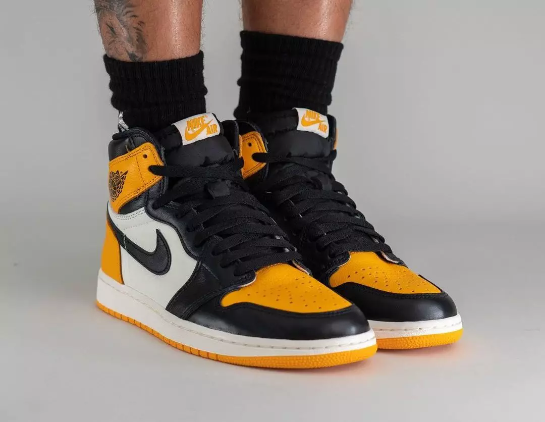 Air Jordan 1 Taxi Yellow Toe 555088-711 Datum vydání na nohou