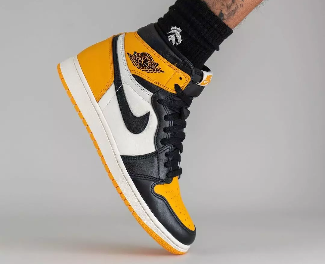 Air Jordan 1 Taxi Yellow Toe 555088-711 Data de lançamento nos pés