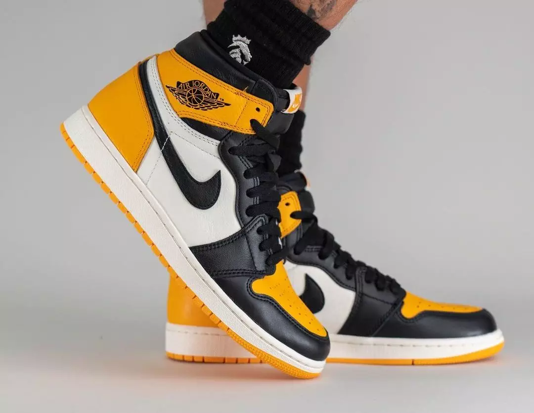 Air Jordan 1 Taxi Yellow Toe 555088-711 Датум на издавање On-Feet