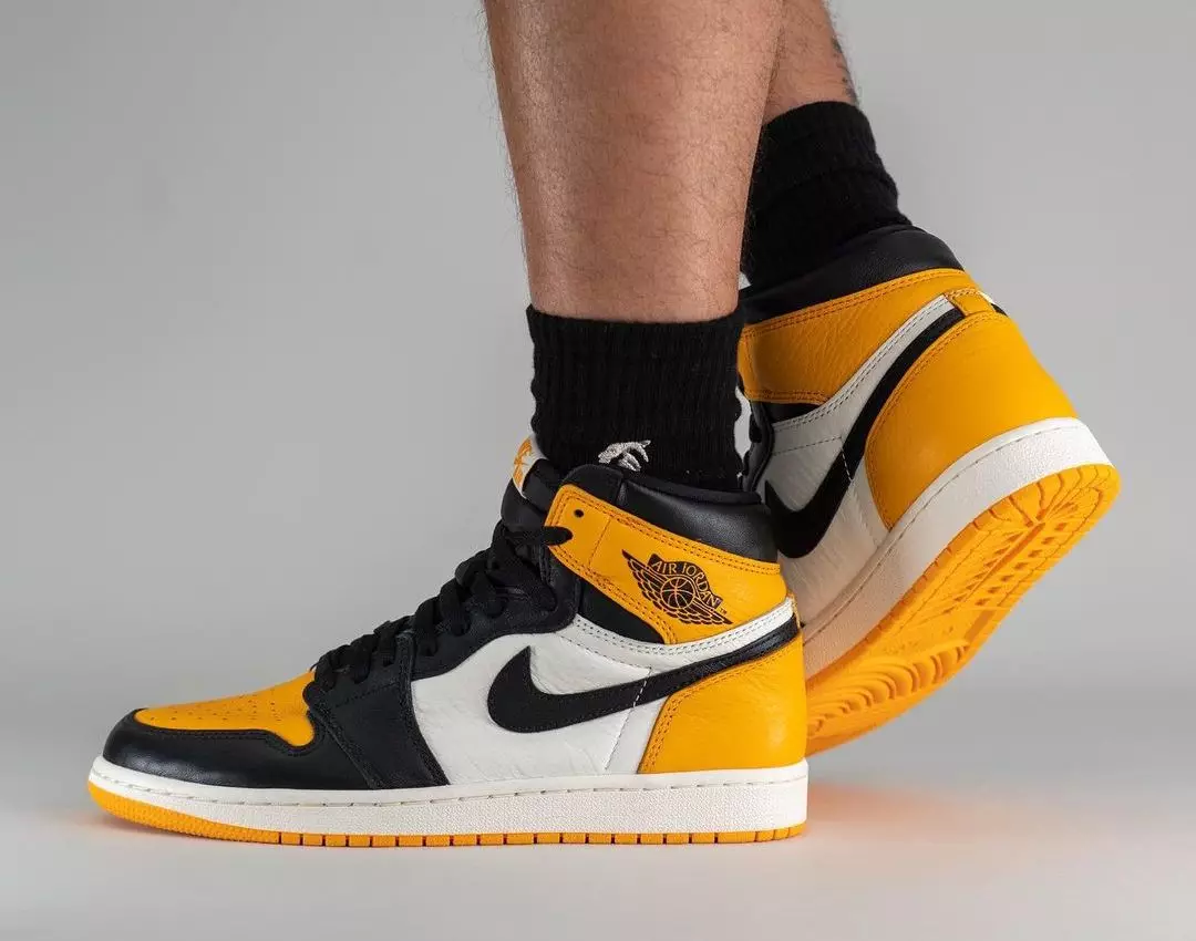 Air Jordan 1 Taxi Yellow Toe 555088-711 Utgivelsesdato på føttene