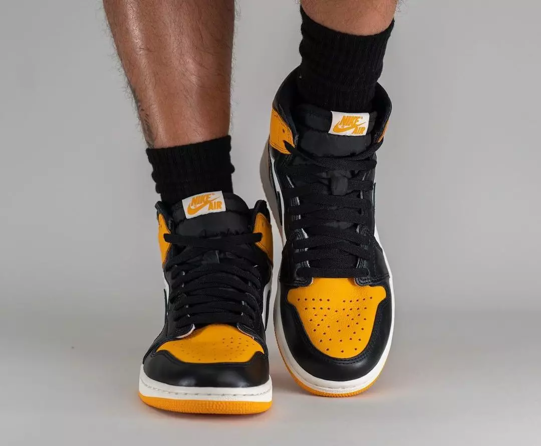 Air Jordan 1 Taxi Yellow Toe 555088-711 Datum izdaje na nogah