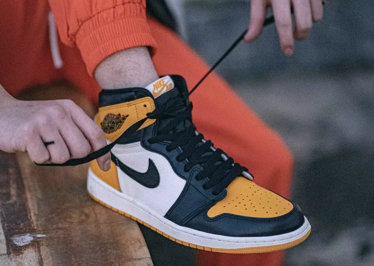 Air Jordan 1 Yellow Toe Taxi 555088-711 Թողարկման ամսաթիվ On-Feet