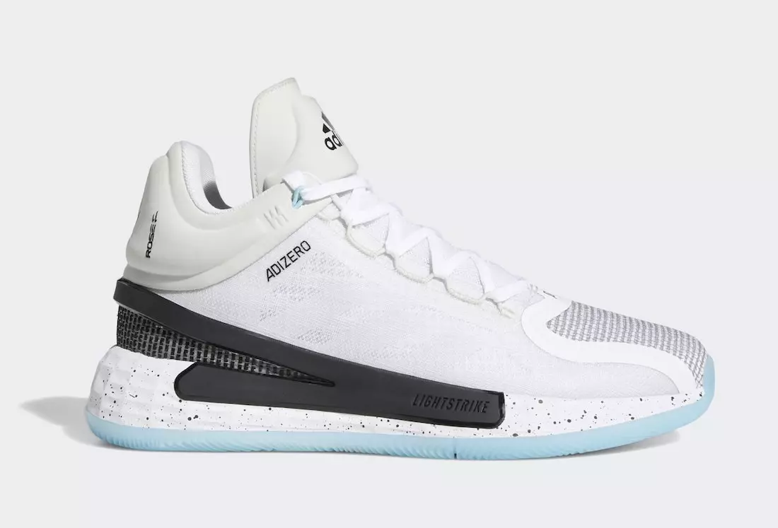 Біло-чорні кросівки adidas D Rose 11 із підошвами Icy Blue