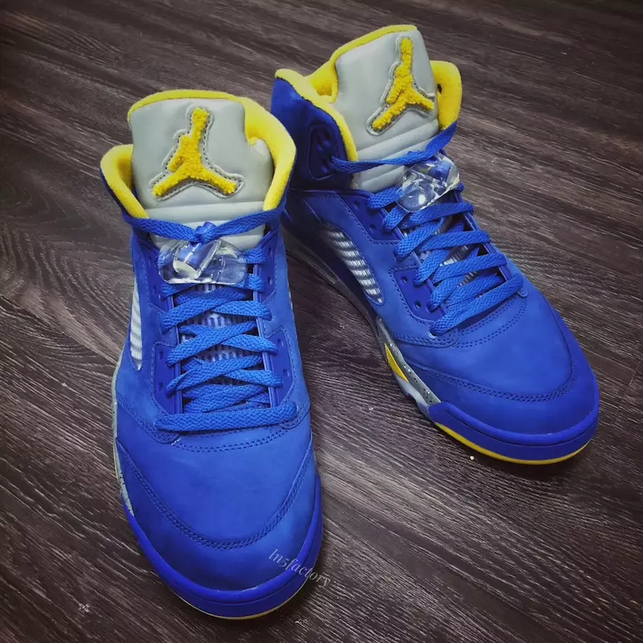 Air Jordan 5 JSP Laney Varsity Royal Light Charcoal Varsity Maize CD2720-400 Tarehe ya Kutolewa