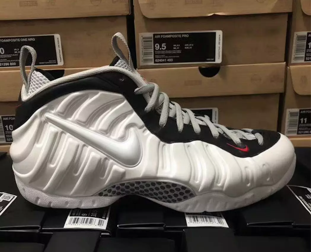 Nike Air Foamposite Pro White Black University أحمر 624041-103 تاريخ الإصدار