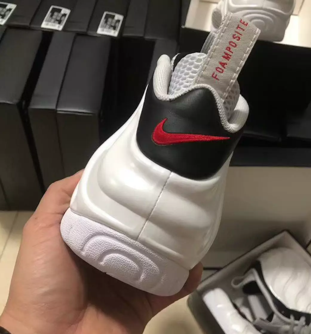 Nike Air Foamposite Pro White Black University အနီရောင် 624041-103 ဖြန့်ချိသည့်ရက်စွဲ