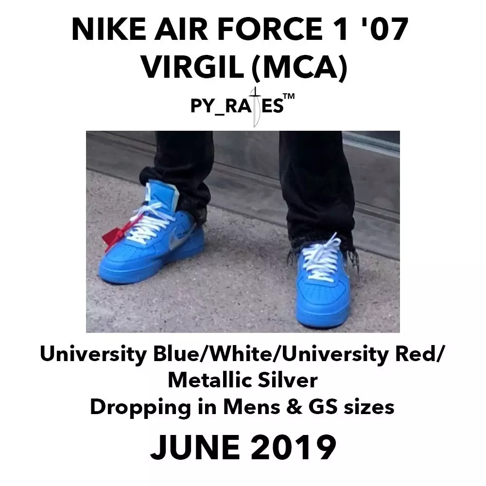 Цагаан өнгийн Nike Air Force 1 их сургуулийн цэнхэр худалдаанд гарсан огноо