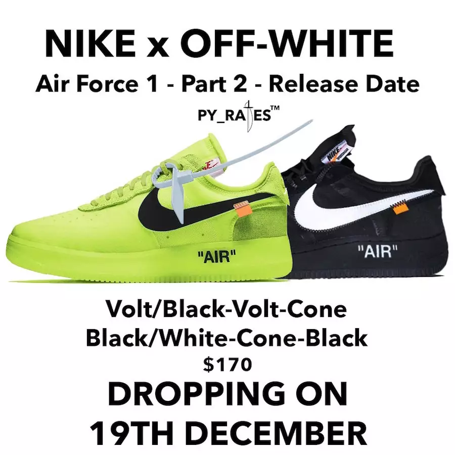 Nike x Off-White Air Force 1 2018 udgivelsesdato