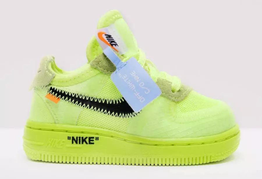 Off-White Nike Air Force 1 Kids Sizing Volt Datum izlaska