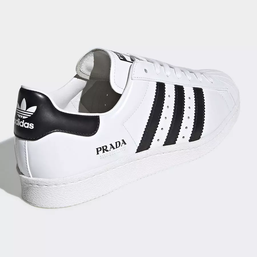 Prada adidas Superstar Branco Preto FW6680 Data de lançamento