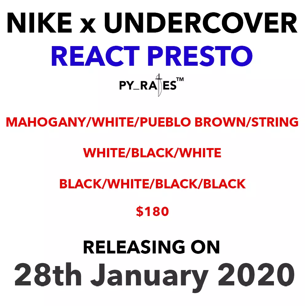 Undercover Nike React Presto útgáfudagur