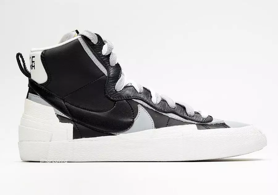 Sacai Nike Blazer Mid Black Grey White BV0062-002 تاريخ الإصدار