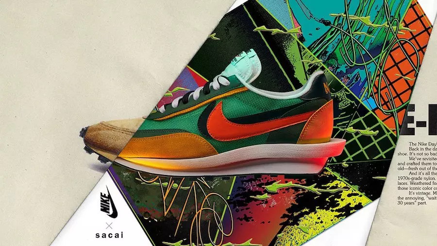 تاريخ إصدار sacai Nike LDWaffle Green Orange