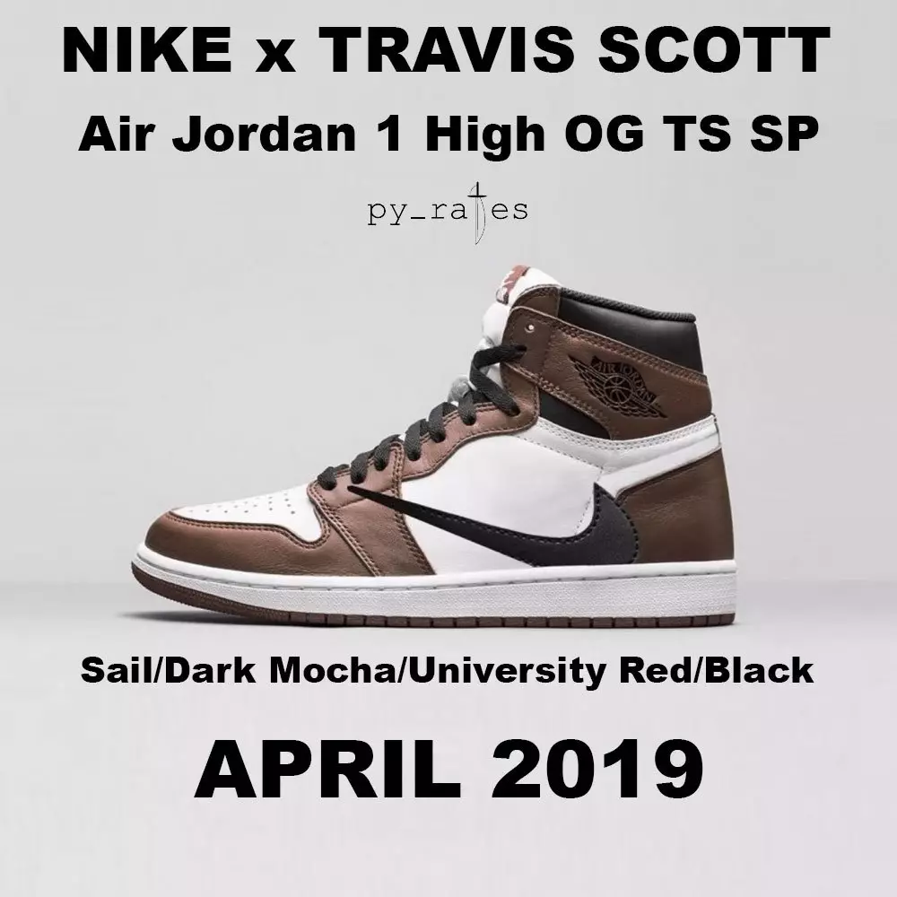 Travis Scott Air Jordan 1 Sail Dark Mocha University Rouge Noir Date de sortie Prix