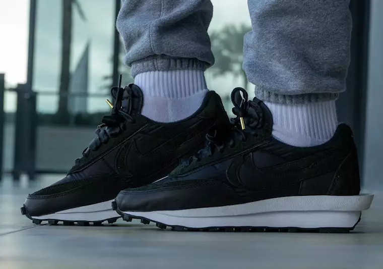 sacai Nike LDWaffle Black Nylon BV0073-002 Release Date On-Feet