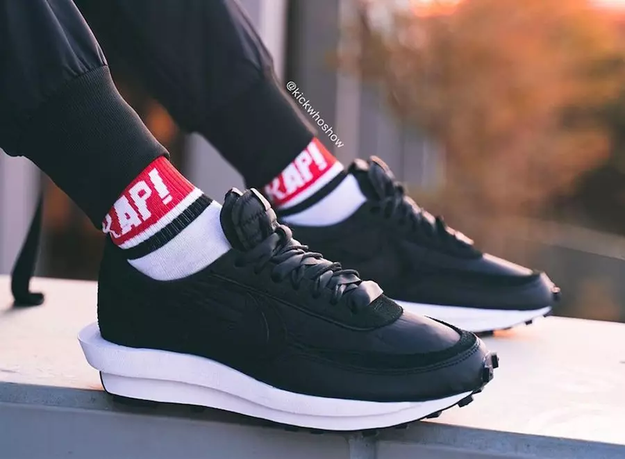 sacai Nike LDWaffle Black Nylon Suede Data Lansării