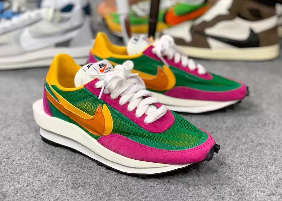 Sacai Nike LDV Waffle Verde Rosa Amarelo BV0073-301 Data de Lançamento