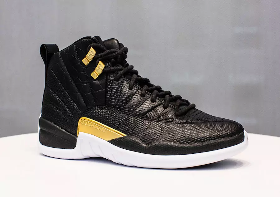 Air Jordan 12 Reptile Black Miotalach Óir Dáta Eisiúna