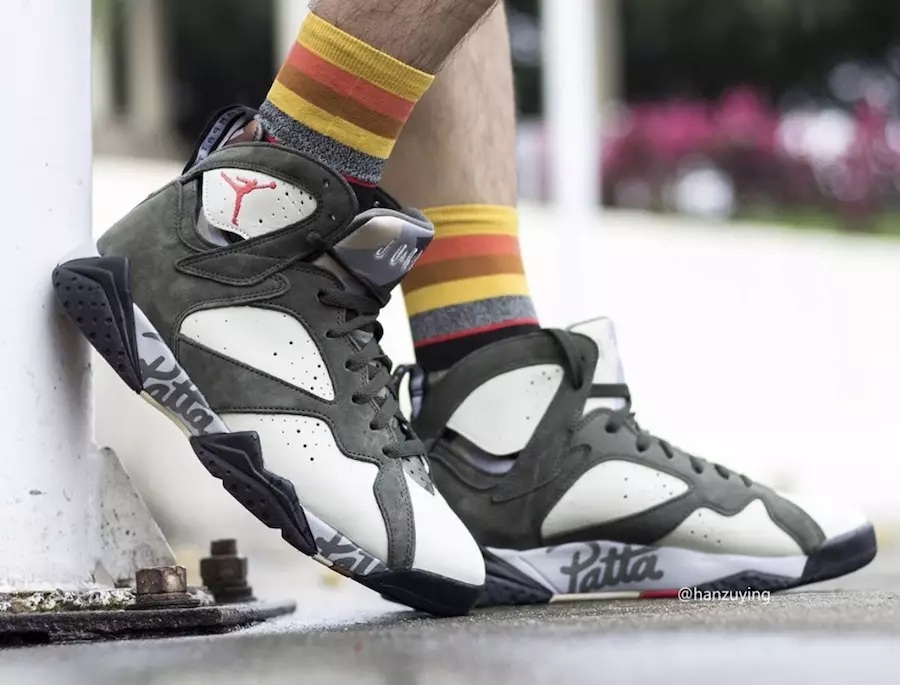 Patta Air Jordan 7 Icicle Sequoia River Rock Ligth Crimson AT3375-100 Fecha de lanzamiento A pie