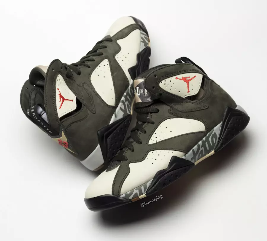 Patta Air Jordan 7 Icicle Sequoia River Rock Light Crimson AT3375-100 Releasedatum