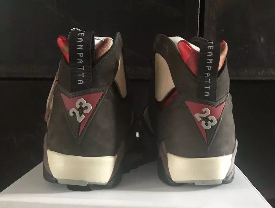 Patta Air Jordan 7 гялалзсан хатуу улаан хилэн бор AT3375-200 худалдаанд гарсан огноо