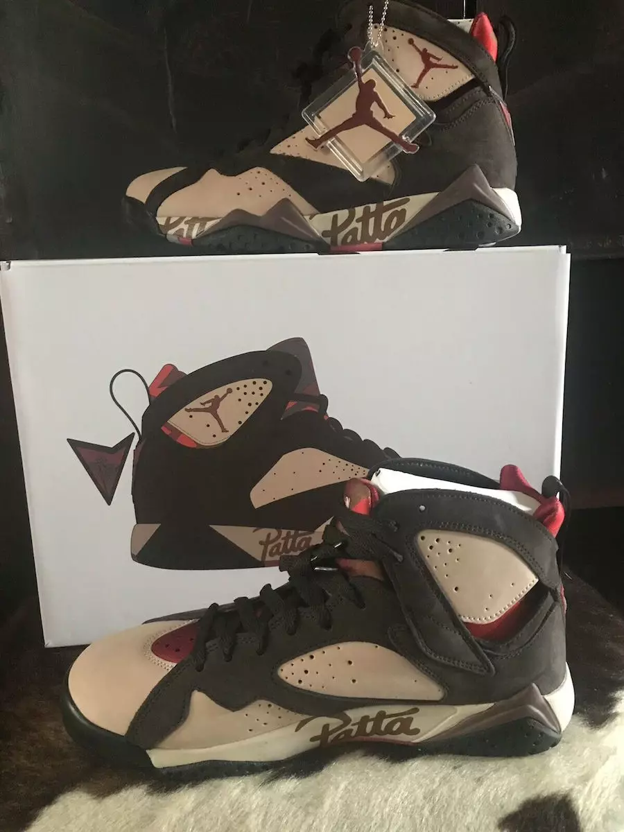 Patta Air Jordan 7 Shimmer Tough Red Velvet Brown AT3375-200 გამოშვების თარიღი