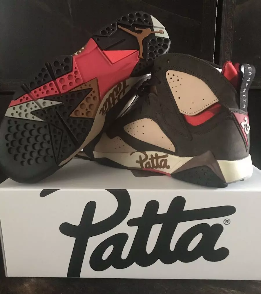 Patta Air Jordan 7 жарқыраған қатты қызыл барқыт қоңыр AT3375-200 Шығарылған күні