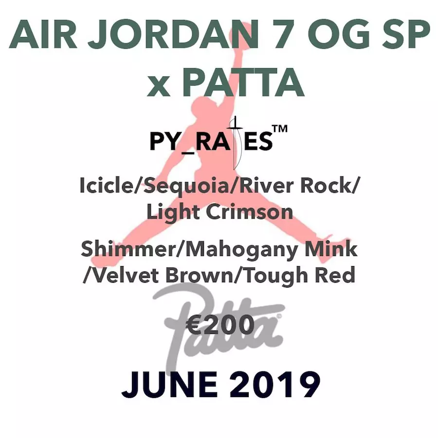 Patta Air Jordan 7 OG SP хувилбарын огноо