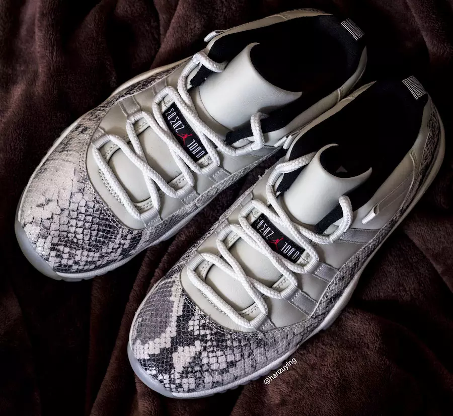 Air Jordan 11 Low Snakeskin Light Bone CD6846-002 2019 ထုတ်ဝေသည့်ရက်စွဲ