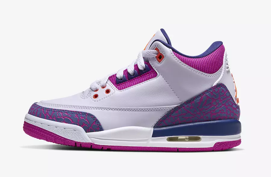 Air Jordan 3 GS קוים ווייַנטרויב היפּער פּאָמסן פייער ראָזעווע 441140-500 מעלדונג טאָג