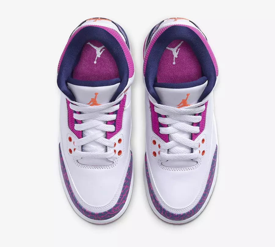 Air Jordan 3 GS Barely Grape Hyper Crimson Fire Pink 441140-500 გამოშვების თარიღი