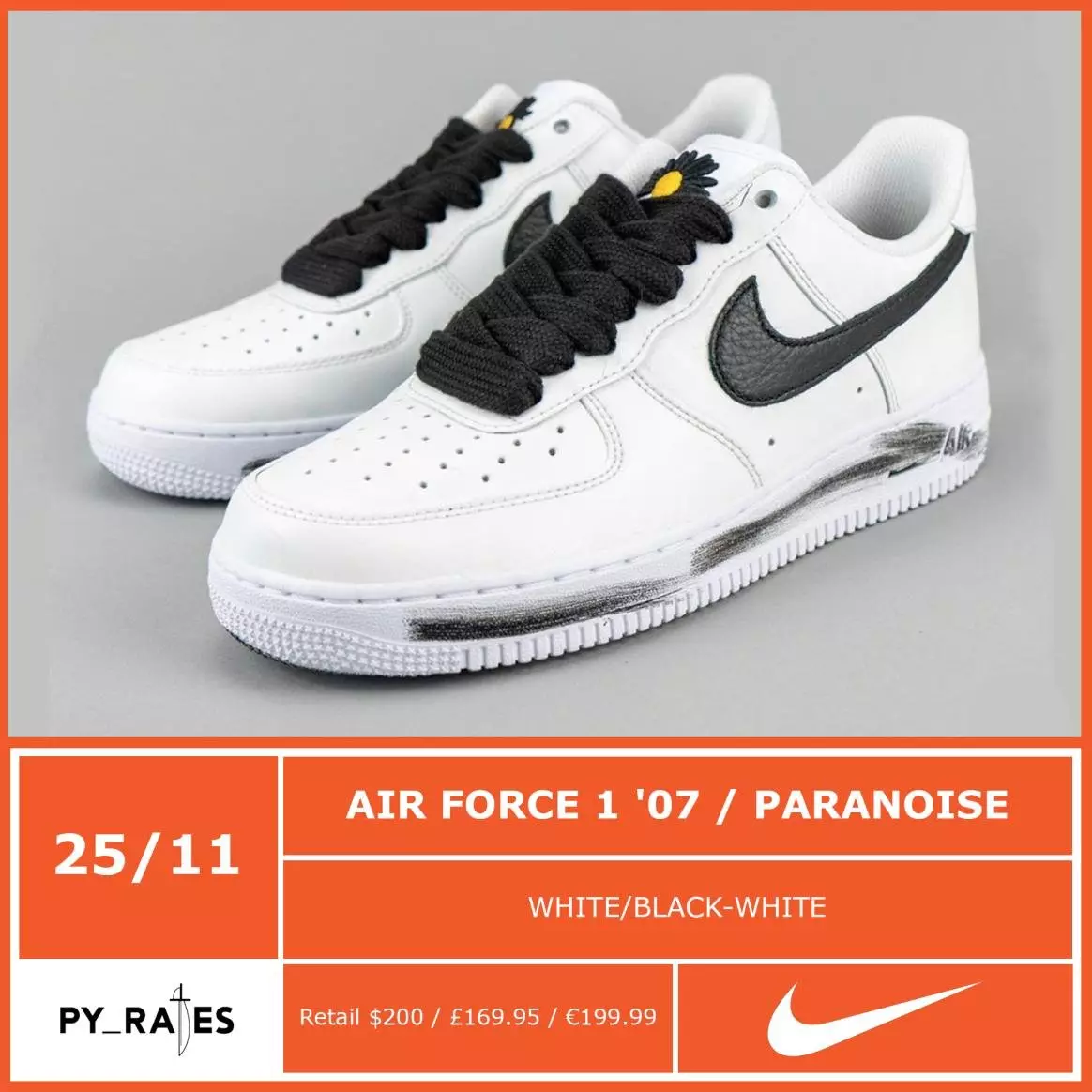 Paranoise Nike Air Force 1 White Black DD3223-100 Datum izdavanja