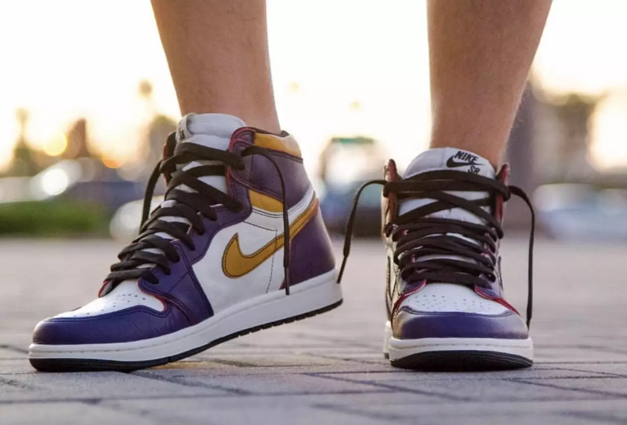 Nike SB Air Jordan 1 Lakers Court Purple Sail University Gold Black CD6578-507 Data tal-Ħruġ