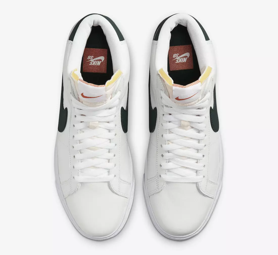 Nike SB Blazer közép narancssárga címke fehér zöld DR9092-100 Megjelenés dátuma