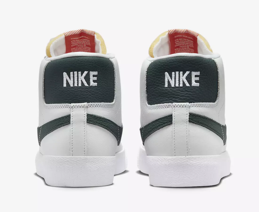 Nike SB Blazer közép narancssárga címke fehér zöld DR9092-100 Megjelenés dátuma