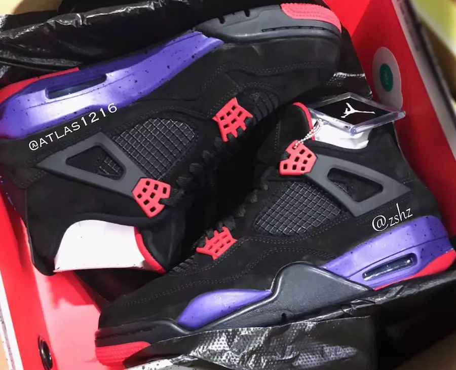 Air Jordan 4 Raptors Qara Universiteti Qırmızı Kort Bənövşəyi AQ3816-056