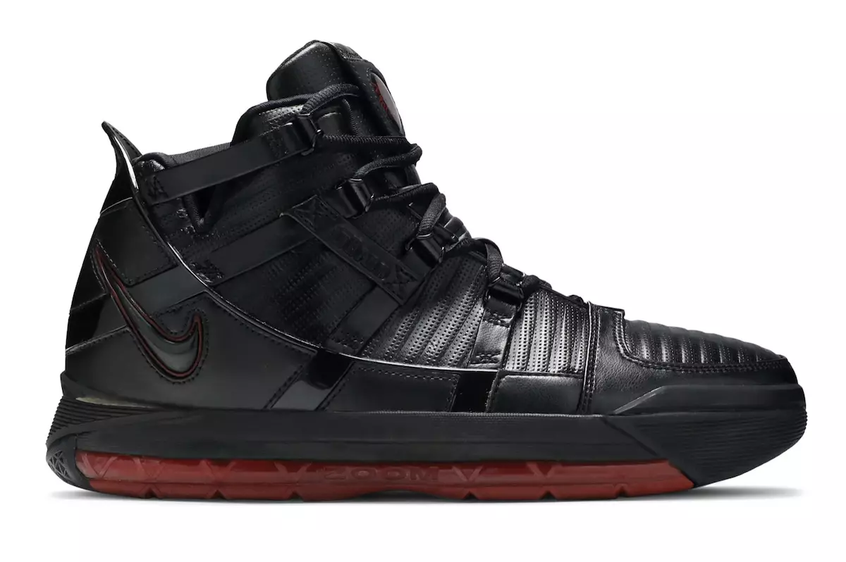 Nike LeBron 3 2022 Nero Metallico Argento Rosso Università D09354-001 Data di rilascio