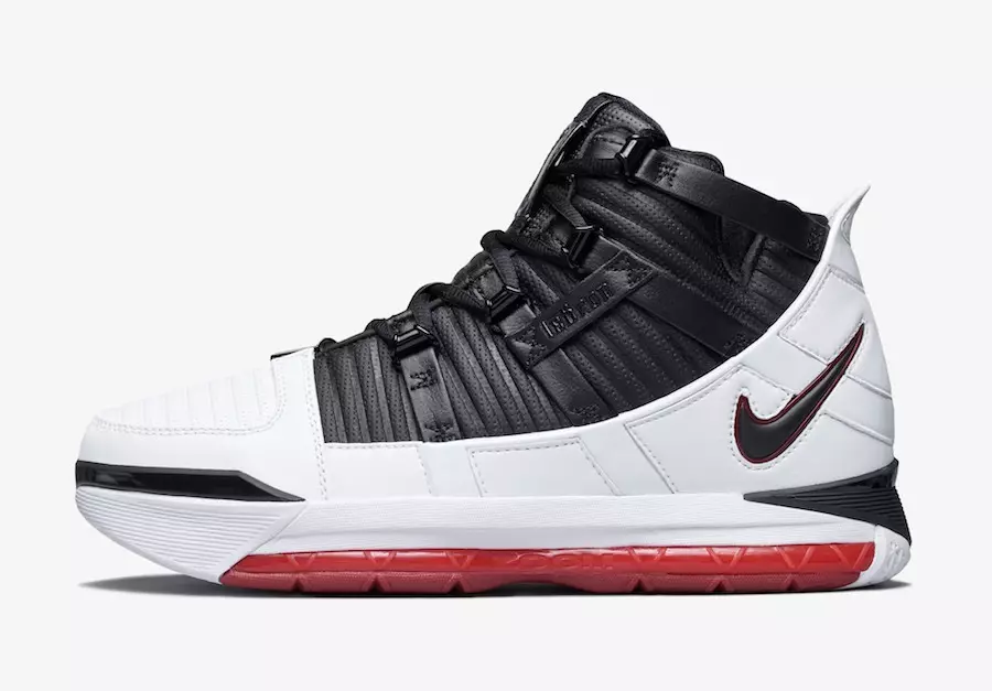 Nike LeBron 3 Home Wäiss Schwaarz Varsity Crimson AO2434-101 Verëffentlechungsdatum