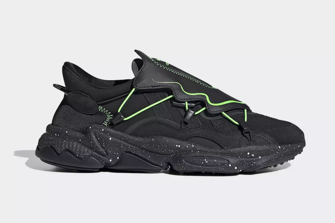 adidas Ozweego Releasing in zwart geaccentueerd met neon groen