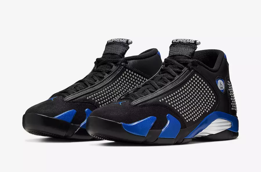 Supreme Air Jordan 14 Black Varsity Royal BV7630-004 Udgivelsesdato Priser