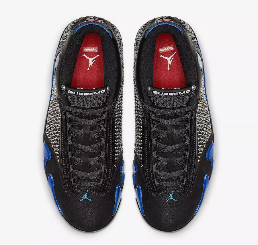 Supreme Air Jordan 14 Black Varsity Royal BV7630-004 გამოშვების თარიღი ფასი