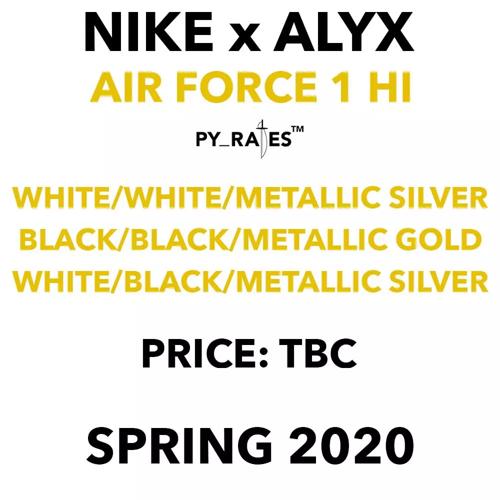 Alyx Nike Air Force 1 шығарылым күні