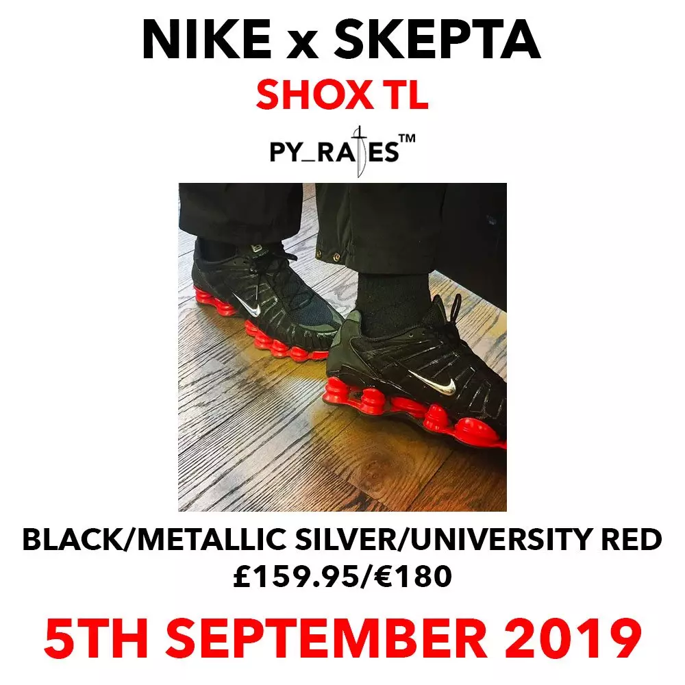 Skepta Nike Shox TL fekete metál ezüst egyetemi piros Megjelenés dátuma