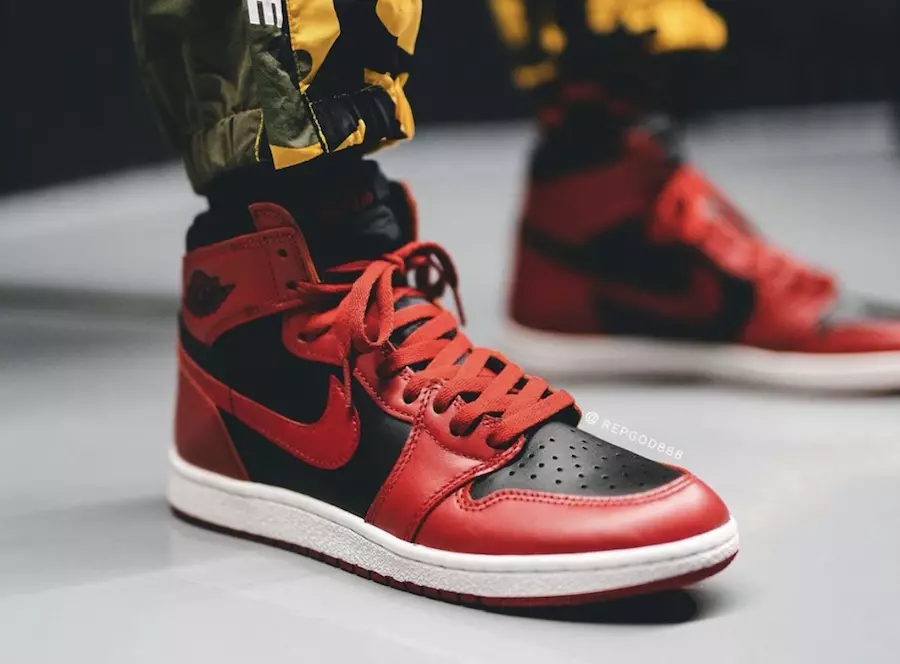 Air Jordan 1 Hi 85 Varsity Red Reverse Bred BQ4422-600 Tanggal Rilis On-Feet