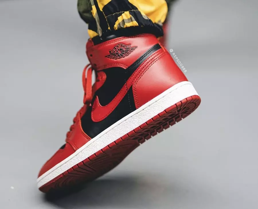 Air Jordan 1 Hi 85 Varsity Red Reverse Bred BQ4422-600 Datum izdaje na nogah