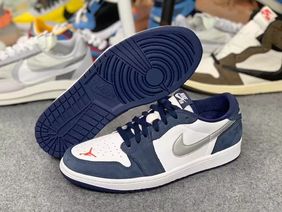 Eric Koston Nike SB Air Jordan 1 Low Midnight Navy Ember Glow CJ7891-400 Tarehe ya Kutolewa