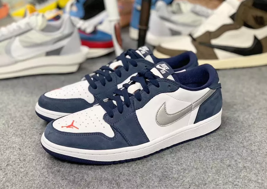 Eric Koston Nike SB Air Jordan 1 Low Midnight Navy Ember Glow CJ7891-400 Tarehe ya Kutolewa