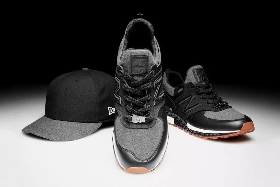 New Era x New Balance 574 Sport in Schwarz und Wolle