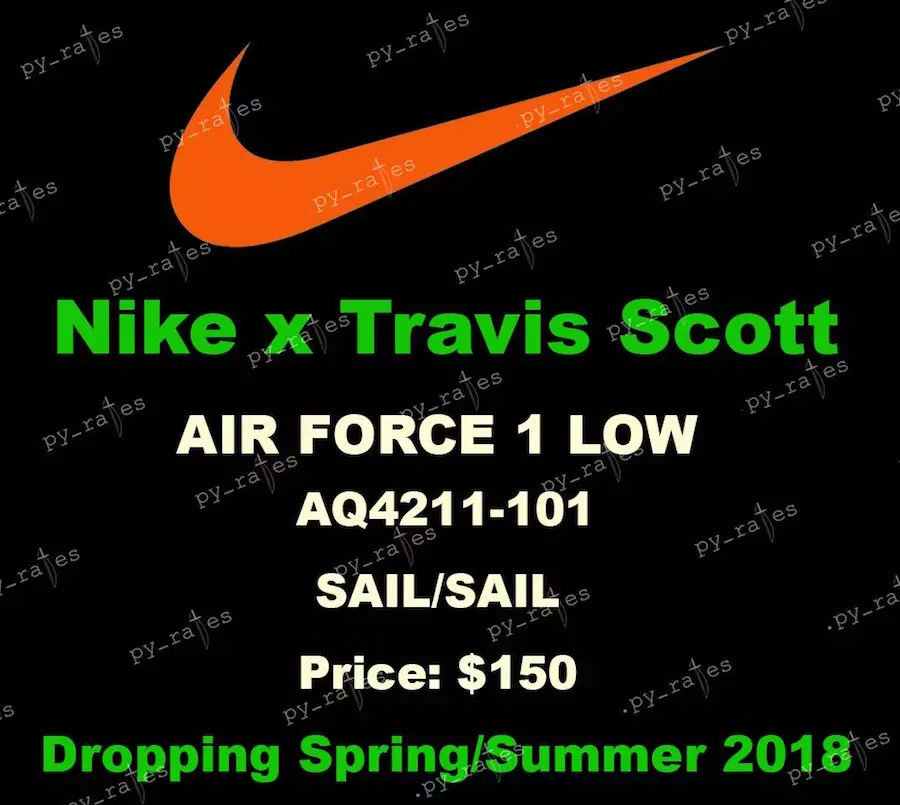 Travis Scott Nike Aerfhórsa 1 Sail Íseal AQ4211-101